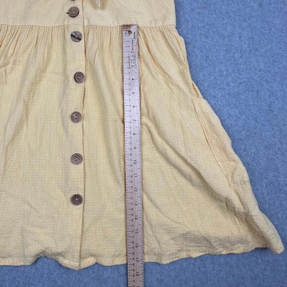 Roxy Under‎ The Cali Sun Dress Sz Medium Button Yellow Midi Bow At Bust Surfer - Picture 6 of 7